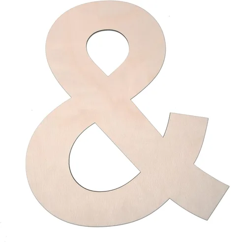 Símbolo de madera de 12 pulgadas &, letra grande de madera sin terminar de 1/4 de pulgada de grosor para manualidades de bricolaje, decoración de