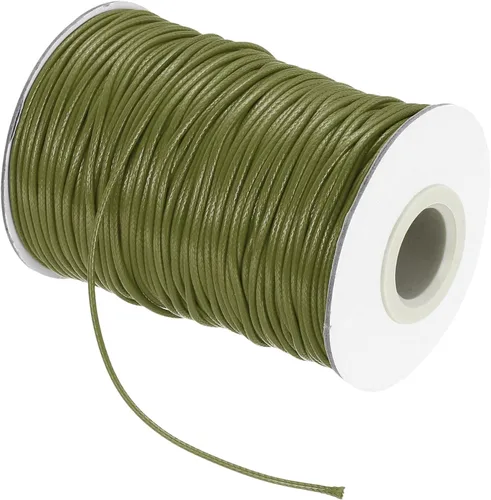 Miniatura 152 de MECCANIXITY Cordón encerado de poliéster encerado de 0.020 in, cuerda de cera de 175 yardas para hacer pulseras, collares, cuentas, joyería y Negro