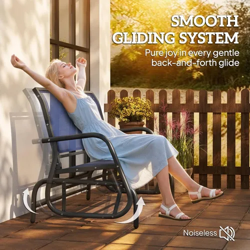 Miniatura 4 de Outsunny Banco columpiador para 2 personas al aire libre, silla mecedora de columpio doble para patio, sillón con marco de acero recubierto de polvo