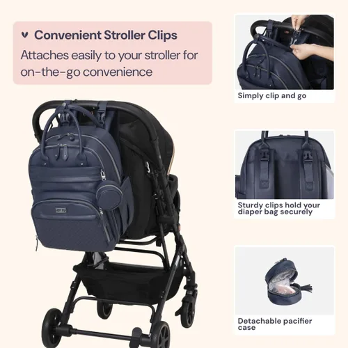 Miniatura 30 de BabbleRoo - Mochila para pañales - Bolso de viaje con artículos esenciales para bebés - Mochila multifunción resistente al agua, bolso de viaje