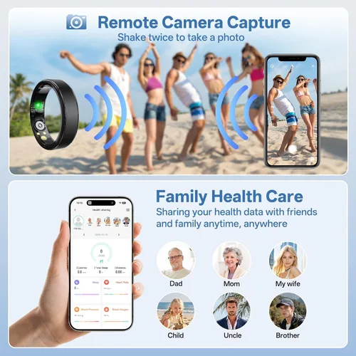 Miniatura 7 de Anillo inteligente para mujeres y hombres, anillo de seguimiento de salud con frecuencia cardíaca, monitor de sueño, oxígeno en sangre, HRV, estrés