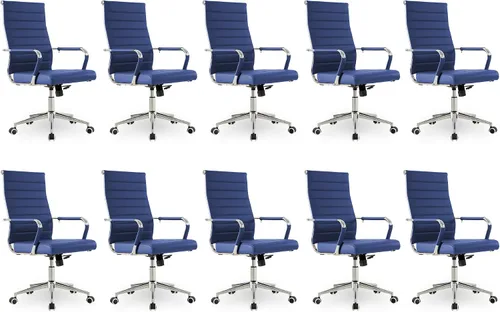 Miniatura 34 de Okeysen Office Desk Chair, Ergonomic Leather Modern Conference Room Chairs, Executive Ribbed Height Adjustable Swivel Rolling Chair for Home Office