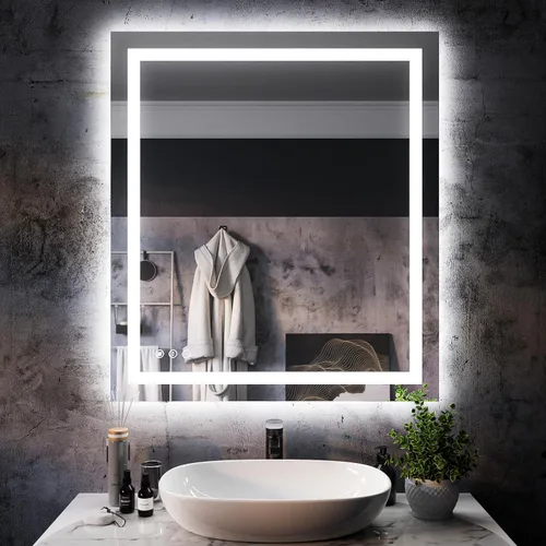 Miniatura 46 de ISKM Espejo LED con marco para baño de 40"x30", espejo de baño LED regulable con luces, antivaho, espejo iluminado frontal y retroiluminado de 3