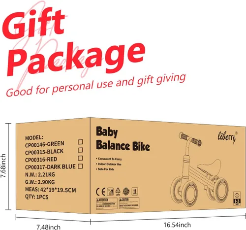 Miniatura 7 de Liberry Bicicleta de equilibrio para bebés con asiento ajustable, primer juguete para niños de 1 a 2 años, regalo de cumpleaños para niños y niñas