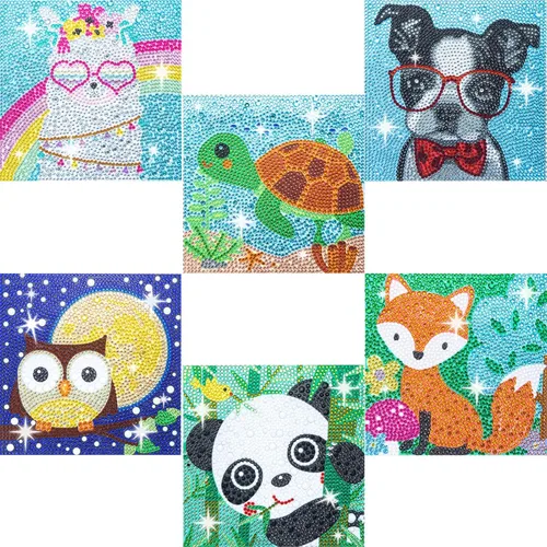 CHWGLFGG Paquete de 6 kits de pintura de diamantes 5D para niños principiantes, kits de arte de diamantes lindos de taladro completo, arte de gemas