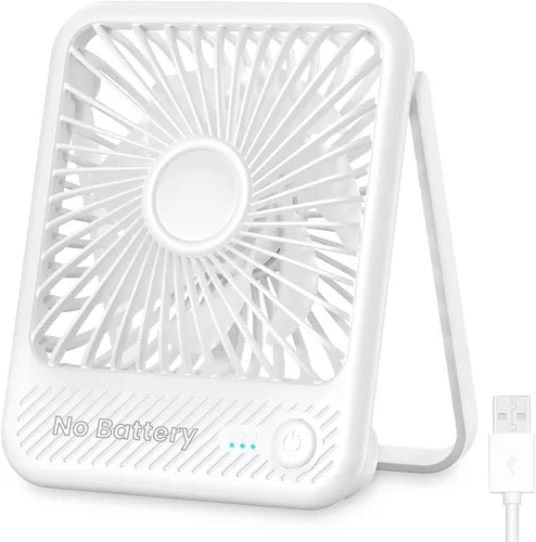 Miniatura 10 de Koonie - Ventilador de escritorio USB, viento fuerte, ultra silencioso, pequeño ventilador personal con inclinación plegable de 180° y 3 velocidades