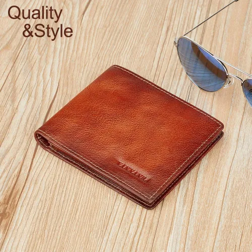 Miniatura 5 de VANNANBA Cartera de cuero de grano completo de gran capacidad con 2 ventanas para identificación, 11 ranuras para tarjetas, 2 bolsillos