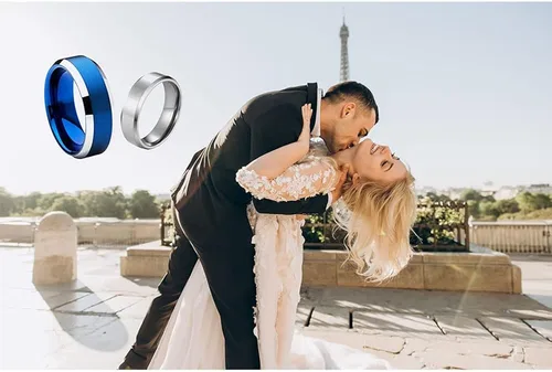 Miniatura 5 de Personalized Couples Rings for Him and Her Set Stainless Steel Unique Pinky Promise Rings for Couples Set with 2 Rings Black Matching Engagement