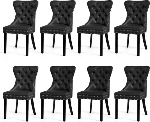 Miniatura 24 de SyMax Juego de 6 sillas de comedor de piel sintética con borde cosido, modernas sillas laterales de cocina de alta gama para dormitorio, sala