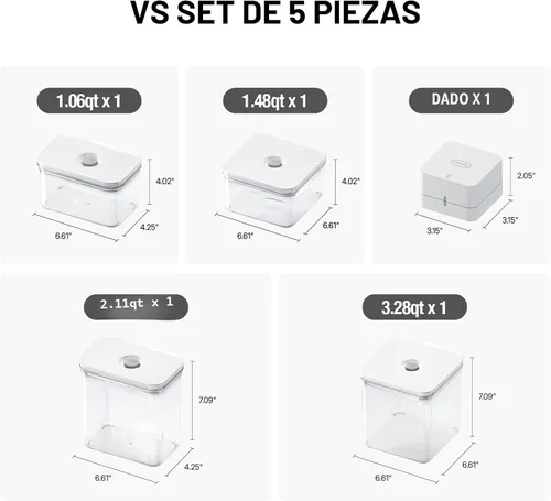 Miniatura 2 de VAKUEN Set Inicial Premium de Recipientes Herméticos de Almacenamiento de Alimentos y Máquina Selladora al Vacío, Juego de 4 Piezas con Sellador