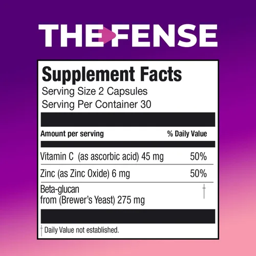Miniatura 6 de THE-FENSE Cápsulas de suplemento de beta-glucano, vitamina C y zinc, refuerzo de apoyo inmunológico para mujeres y hombres, libre de gluten