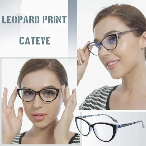 Miniatura 4 de Paquete de 3 lentes de lectura con bloqueo de luz azul, para mujer, diseño elegante de ojo de gato, antifatiga ocular y deslumbramiento, +1.0