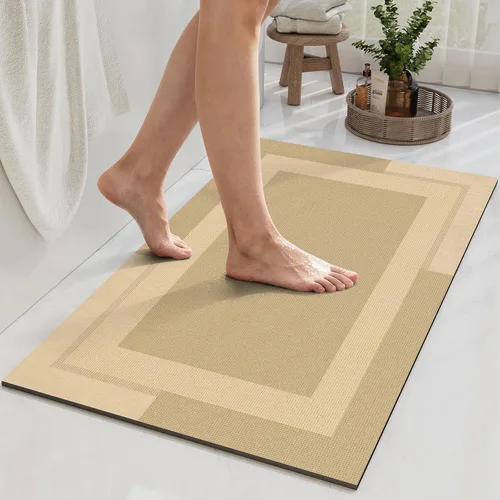 Miniatura 14 de YDKGL Alfombra de Baño Antideslizante, Respaldo de Goma Ultra Delgada Alfombras de Baño que Caben Debajo de la Puerta Secado Rápido Súper Absorbente