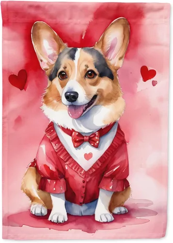 Miniatura 148 de Caroline's Treasures DAC5292CHF - Bandera de Border Collie My Valentine House para porche, grande, con manga para porche, para colgar en la pared