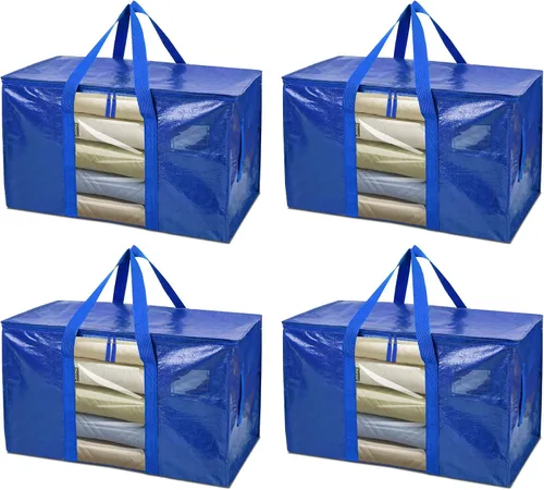 Miniatura 62 de BALEINE Paquete de 2 bolsas de mudanza de gran tamaño con asas reforzadas, bolsa de almacenamiento resistente para ropa, suministros de mudanza