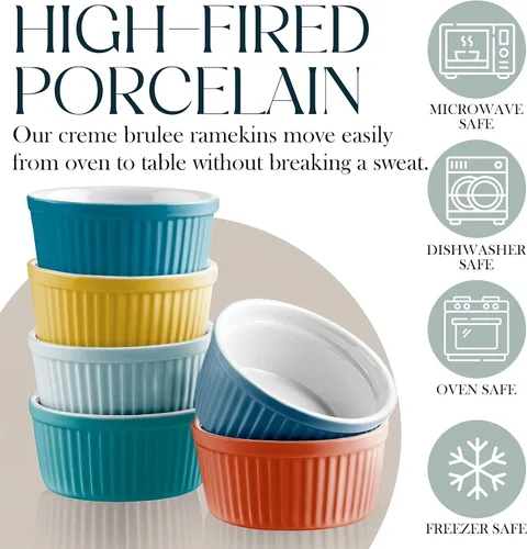 Miniatura 4 de Bellemain Mini cuencos de porcelana de 4 onzas Ramequines, tazas para natillas, mini moldes para tartas de queso, fuente pequeña para hornear