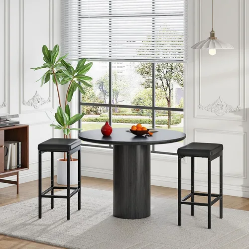 Miniatura 2 de HOOBRO Taburetes de bar, juego de 2 sillas de bar, taburetes de 24.8 pulgadas de altura, taburetes de desayuno, taburetes de cocina, tapicería de 2