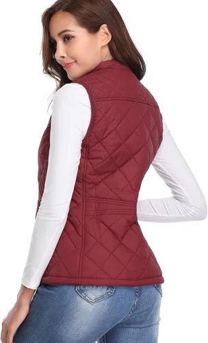 Miniatura 3 de Fuinloth - Chaleco acolchado para mujer, diseño de cuello alto, ligero, con cierre