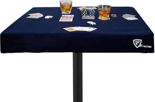 Funda de mesa de fieltro para jugar a las cartas, póker, mahjong, dominó, puente y juego de mesa (azul, 34 pulgadas)