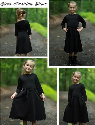 Miniatura 5 de Arshiner Vestido de fiesta para niñas con ribete festoneado, cinturón, acampanado, formal, por debajo de la rodilla, con bolsillos, para 6-15 años