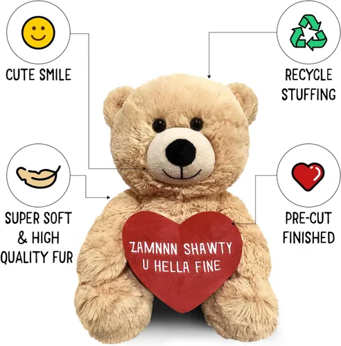 Miniatura 5 de Zamnnn Shawty U Hella Fine - Divertido regalo de oso de peluche Witty de 10 pulgadas y bolsa de regalo, para novia, novio, mejor amigo, cumpleaños
