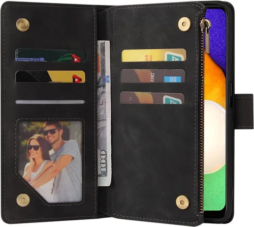 Miniatura 5 de Asuwish Funda compatible con Samsung Galaxy A03s, protector de pantalla de vidrio templado y funda de cuero con tapa para tarjetero, accesorios