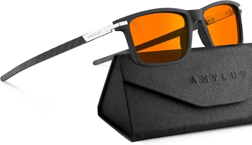 Miniatura 17 de ANYLUV Blue Light Glasses for Men,Rectangle Business Style Glasses, Carbon Fiber Straight Legs Glasses for Eye Protection