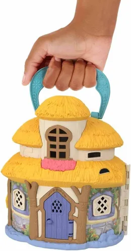 Mattel Disney's Wish Mini Muñeca y Estuche de Juego de Casa de Muñecas, Asha de Rosas Cottage con Muñeca Micro, Figura Estrella y 15+ Muebles y