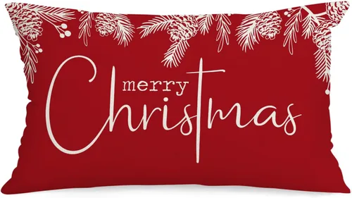 Miniatura 8 de AOFANGGO Funda de almohada de Navidad de 12 x 20 pulgadas, decoración navideña de árbol de leopardo, funda de cojín rústica para cama, silla, sofá