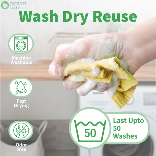Miniatura 6 de Paños de cocina suecos reutilizables (paquete de 12) – Paños de limpieza de cocina ultra absorbentes y ecológicos – Mejor alternativa a toallas