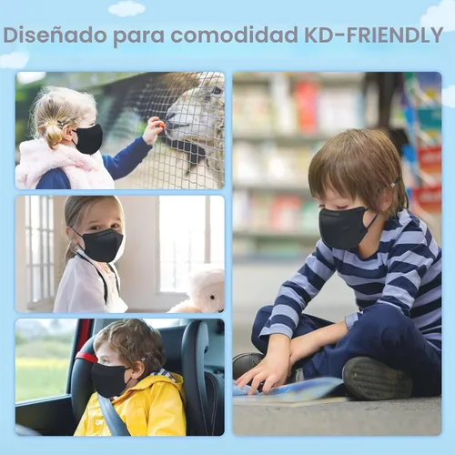 Miniatura 7 de WWDOLL Mascarillas KN95 para niños, paquete de 25 unidades, mascarillas KN95 transpirables de 5 capas para niños, color negro