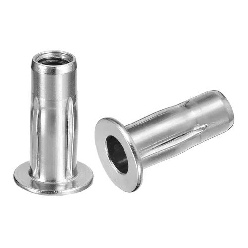 uxcell M8 - Tuercas remachadoras de agarre múltiple, 5 piezas de vástago preabombado, cabeza plana, tuerca de inserción roscada de acero inoxidable