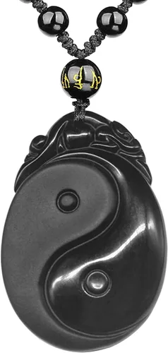 Miniatura 13 de Collar de obsidiana negra con colgante de protección y cadena de cuentas extendida, amuleto de piedra de cristal curativo para hombres y mujeres