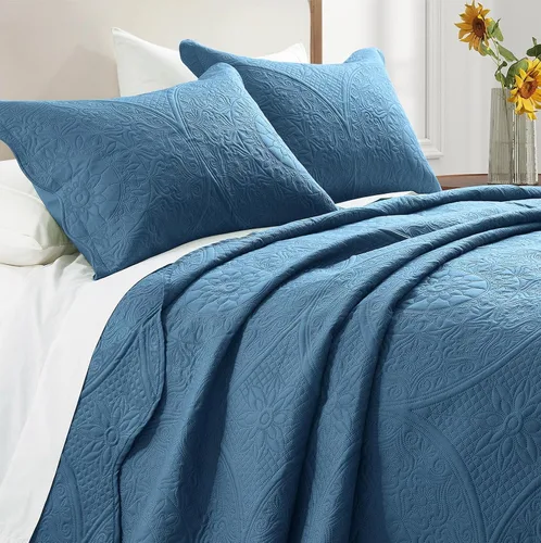Miniatura 38 de IR Imperial Rooms Velvet Twin Quilt Bedspread Comforter Bedding Set 2 Pcs Diamond Pattern - (68"x86") Bedspread Coverlet + 1 Pillow Shams