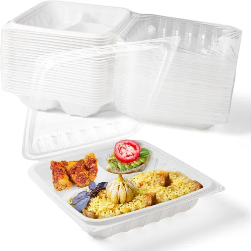 Miniatura 25 de YANGRUI Contenedores para Alimentos de 9 x 6 pulgadas, 28 onzas, paquete de 50 unidades – Envuelto en Plástico PP Relleno de Minerales Libre de BPA