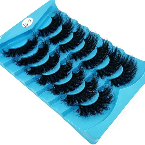 Miniatura 23 de 6 pares de pestañas postizas de ojo de gato, esponjosas pestañas de visón sintético 8D, pestañas dramáticas largas y gruesas (7 pares-BHZ01)