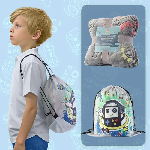 Miniatura 4 de LIFEYJ Manta con Control de Juego que Brilla en la Oscuridad para Niños, Manta Suave para Niños de 3, 4, 5, 6, 7, 8, 9, 10 Años, Regalos para Niños