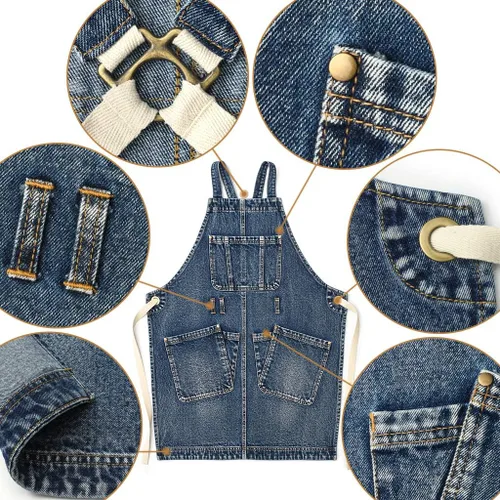 Miniatura 2 de Jeanerlor Delantal de trabajo para mujer y hombre ajustable S-XXL (azul oscuro)