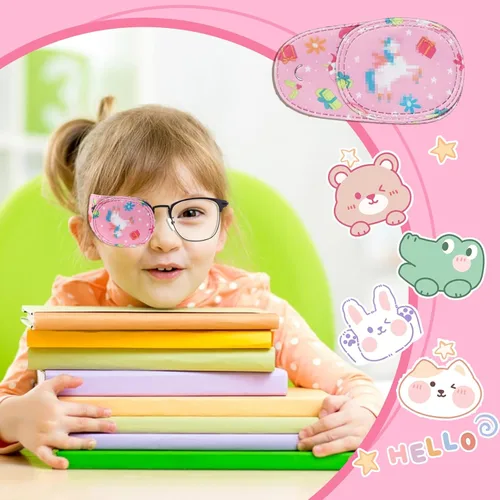 Miniatura 2 de Lusofie Parches cómodos para los ojos de los niños para el tratamiento de la ambliopía (Lazy Eye) – Divertidos diseños coloridos, se adapta a ambos
