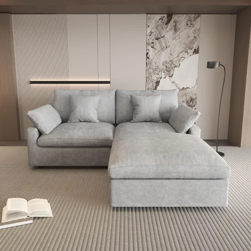 Miniatura 42 de WJShome Sofá Seccional Cloud Couch de 83 pulgadas para sala de estar, sofá seccional modular relleno de plumón, sofás en forma de L con otomana