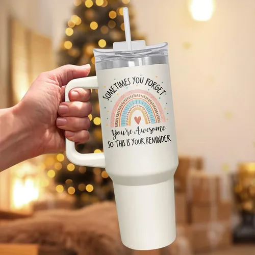 Miniatura 5 de AXIARA Regalos inspiradores para mujeres, vaso aislado de 40 onzas con popote y asa, regalos de aliento de agradecimiento para mujeres, amigas
