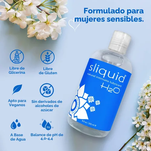 Miniatura 4 de Sliquid H2O Lubricante a base de agua, sin fragancia ni sabor, lubricante natural para mujeres, sin manchas, 8.5 onzas líquidas