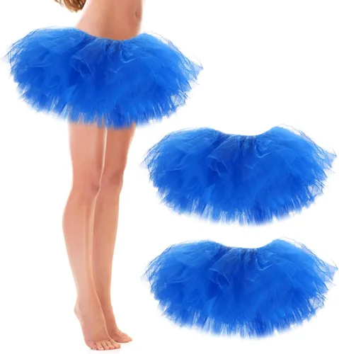 Miniatura 16 de Paquete de 3 faldas tutú para mujeres, adolescentes y adultos, 5 capas hinchadas clásicas de tul para mujeres, ballet, correr, fiesta, disfraz