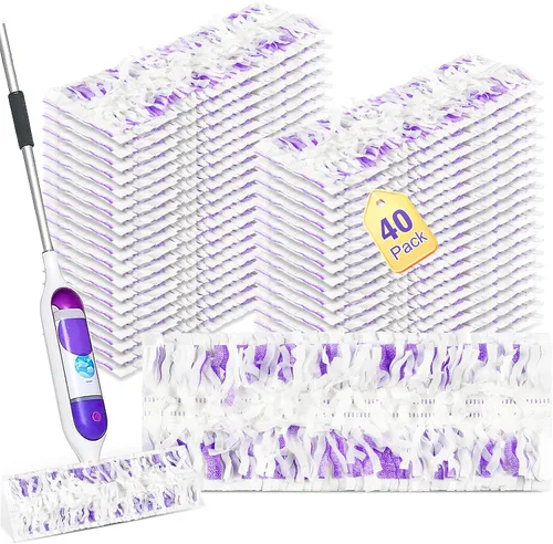Miniatura 8 de Paquete de 12 almohadillas desechables para mopa PowerMop de varias superficies, repuestos de almohadillas de trapeador para limpieza de suelos