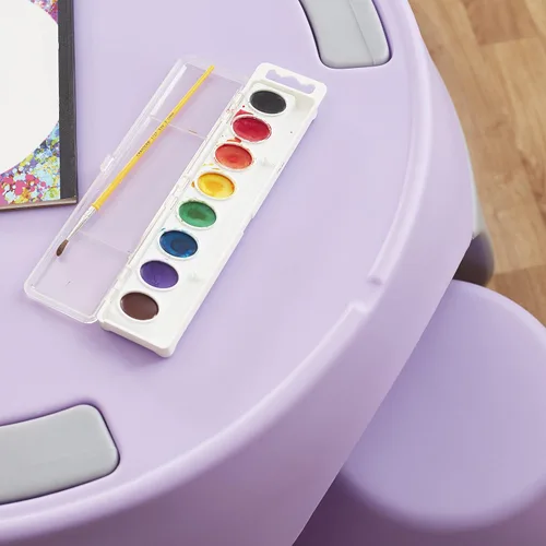 Miniatura 8 de ECR4Kids Ayana - Juego de mesa y taburete, mesa y sillas para niños al aire libre, morado claro/gris claro, 5 piezas