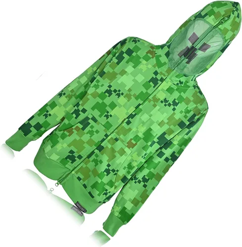 Miniatura 5 de Minecraft Sudadera con capucha para niños, diseño de cara de enredadera negra y verde, sudadera