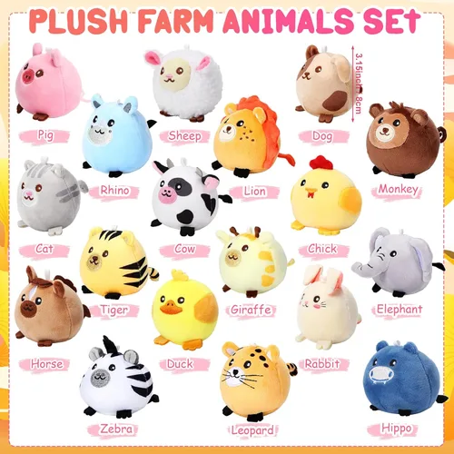 Miniatura 3 de Halloscume Juego de 18 piezas de mini animales de peluche a granel de 3.15 pulgadas, pequeños adornos de animales de la selva de granja