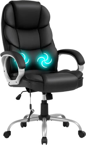 Miniatura 17 de FDW Silla de oficina para computadora, respaldo alto, ergonómica, ajustable, silla de escritorio giratoria de piel sintética ejecutiva con Negro