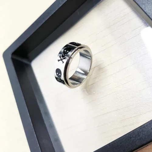 Miniatura 5 de Anillo giratorio de calavera punk para aliviar la ansiedad, anillos para hombres y mujeres, anillo de boda, nudillos, dedo medio, acero inoxidable