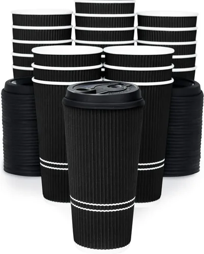 Miniatura 2 de To Go - Tazas de café con tapas, taza de café desechable de 22 onzas con tapa. Tazas calientes grandes de papel de viaje Togo con ondas aisladas